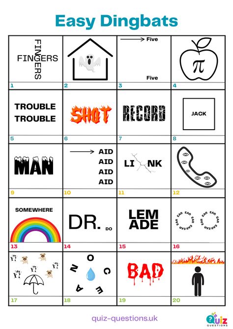 Easy Dingbats Word Puzzles Brain Teasers, Word Brain Teasers, Printable Brain Teasers, Fun Quiz Questions, Rebus Puzzles, Nursing Home Activities, Christmas Quiz, Quiz With Answers, Quiz Questions And Answers