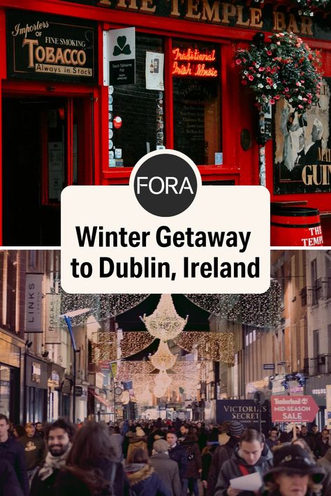 Experience an unforgettable Christmas when you plan your holiday getaway to Dublin Ireland this winter. Dublin has so many festivities to help get you in the Christmas spirit, and you'll love its holiday aesthetic. Find out how to pay the same (no, really!) and get WAY more when you have a Fora advisor plan your trip to Dublin this Christmas at foratravel.com. Dublin In December, Travel Agent Career, Christmas In Ireland, Holiday Getaway, Guinness Storehouse, Dublin Travel, Holiday Aesthetic, Us Travel Destinations, Christmas Break