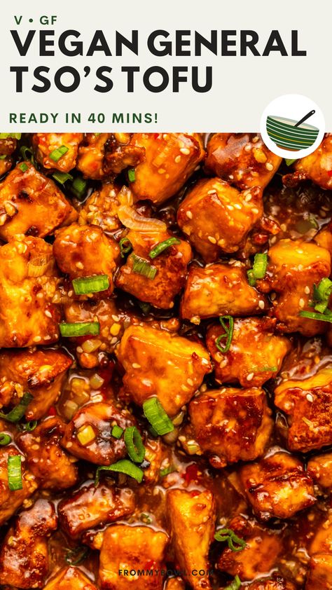 Vegan General Tso Sauce, General Tso Tofu, Vegetarian Japanese, Soy Curls, Vegan Challenge, Mapo Tofu, General Tso, Tofu Recipe, Tofu Dishes