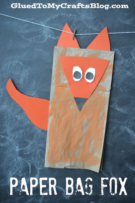 Paper Bag Fox {Kid Craft} Fox Crafts For Toddlers, Divlje Zivotinje, Fox Puppet, Hibernation Activities, Fox Craft, Dr Seuss Crafts, Puppet Craft, Seuss Crafts, Paper Bag Crafts