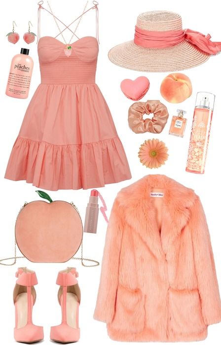 Peach Fuzz Outfit | ShopLook Peach Themed Outfit, Peach Clothes Aesthetic, Peach Color Clothes, Peach Aesthetic Outfit, Peach Outfit Aesthetic, Peach Inspired Outfit, Peach Color Outfits, Peach Fuzz Outfit, Peach Outfits