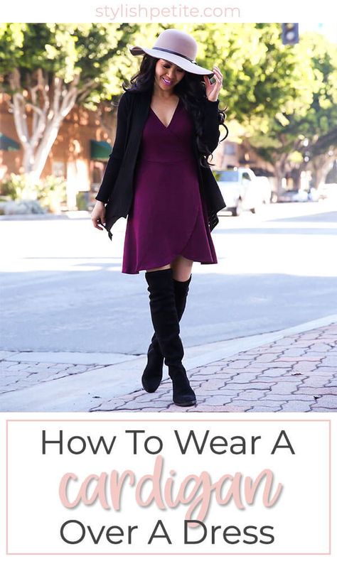 How to wear a cardigan over a dress! #fashion #dress Maxi Dresses With Cardigans, Cardigans Over Dresses, How To Wear Cardigans With Dresses, Cardigans To Wear With Dresses, How To Style A Cardigan With A Dress, How To Wear Dresses, What To Wear Over A Dress When Its Cold, Jacket To Wear With Dress Formal, How To Style A Dress In Winter