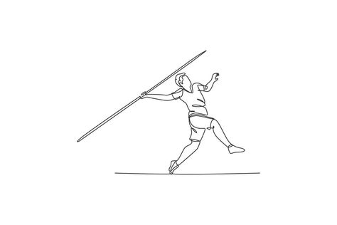 Athletic Drawing, Man Exercise, One Continuous Line Drawing, Javelin Throw, Sports Drawings, Men Exercises, Sports Poster, Single Line Drawing, Continuous Line Drawing