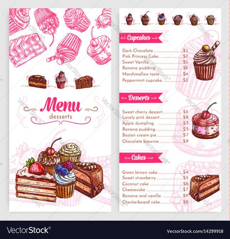 Brownie Torte, Peppermint Cupcakes, Checkerboard Cake, Cakes And Pies, Cupcake Logo, Pink Desserts, Bakery Menu, Cake Logo Design, Boston Cream Pie