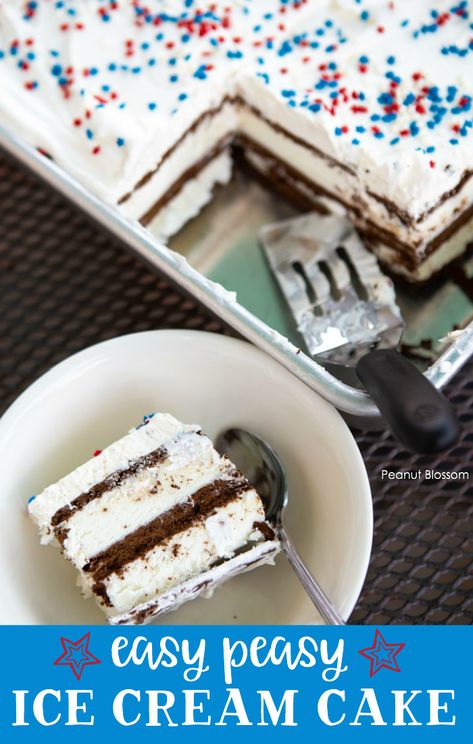 The easiest no-bake ice cream sandwich dessert for your next backyard party. This summer, focus on fun and time with the kids. Get out of the kitchen and serve them this simple treat they will LOVE. Memorial Day Ice Cream Cake, Baseball Ice Cream Cake, Beach Ice Cream Cake, Cake For Summer, Guy Food, Ice Cream Sandwich Dessert, Sandwich Dessert, Beginner Baker, Easy Ice Cream Sandwiches