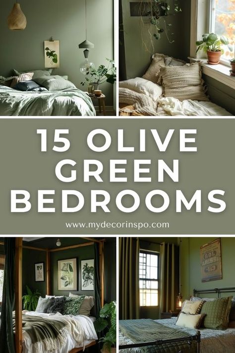 Explore the elegance of nature-inspired decor with these 15 olive green bedrooms, showcasing the perfect blend of earthy tones and sophisticated design. Olive Green Room Ideas, Olive Green Rooms, Olive Green Bedroom Ideas, Olive Green Bedroom, Sage Room, Green And White Bedroom, Bedroom Renovation Ideas, Olive Green Bedrooms, Creative Headboard