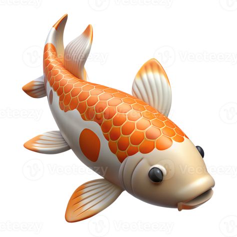 Traditional asian koi fish 3d icon isolated on the transparent background Ocean Habitat, Fish Wallpaper, 3d Icons, Logo Banners, Cityscape Photos, Heart With Arrow, Background Banner, Koi Fish, Flower Frame