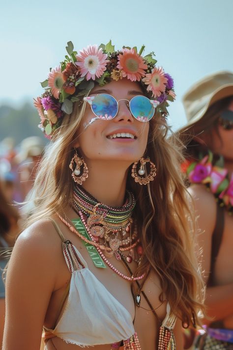 31 Cute Coachella Hairstyles To Rock This Year Burning Man Hairstyles, Coachella Hair Ideas, Coachella Hair Braid, Festival Themed Party Outfit, Coachella Inspired Party, Hairstyle Ideas For School, Flower Power Outfit, Coachella Hairstyles, Hair Cut For Girls