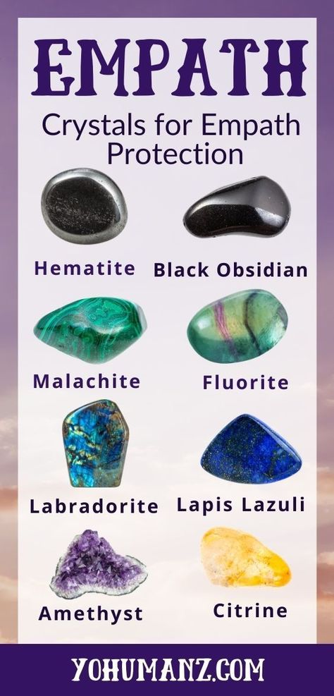 Best Crystals For Empath Protection, Psychic Protection Crystals, Protection Stones For Empaths, Crystals For Energy Protection, Crystals For Psychic Development, Empath Protection Tips, Energy Protection Crystals, Home Protection Crystals, Protection Stones From Evil