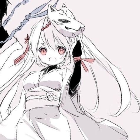 Anime Couple Matching Icons, Kitsune Mask, Animation Sketches, Avatar Couple, Anime Couple, Couples Icons, Couple Matching, Matching Profile Pictures, Female Character Design