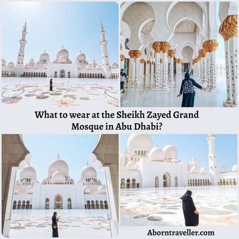 Are you planning to visit the grand Mosque in Abu Dhabi? Lucky you! It is one of the most stunning places I have visited and I am sure it will impress you as well. I can imagine you are wondering what to wear at this Mosque, so here is my answer Sheikh Zayed Grand Mosque, Sheikh Zayed, Grand Mosque, Dubai Travel, Lucky You, United Arab Emirates, Abu Dhabi, Taj Mahal, What To Wear