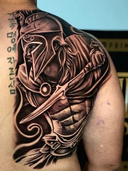 Achilles Tattoo On Back Achilles Tattoo Ideas, Achilles Warrior, Achilles Tattoo, Armour Tattoo, Warrior Tattoo Sleeve, Warrior Images, See Tattoo, Tattoo On Back, Spartan Tattoo