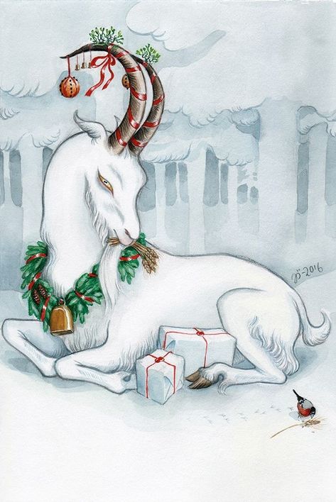 Goat Character, Merry Yule, Happy Yule, Solstice Art, Yule Christmas, Yule Celebration, Yule Goat, Pagan Yule, Happy Winter Solstice