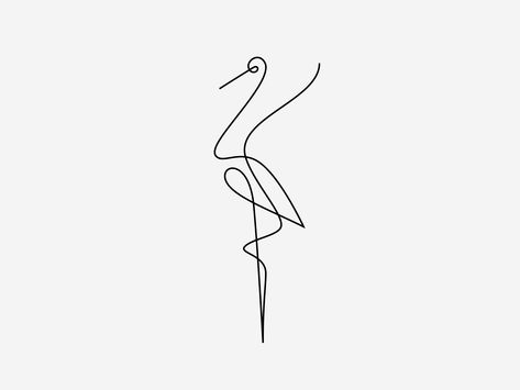 Heron Tattoo, Polish Tattoos, Types Of Design, Crane Tattoo, One Line Tattoo, Muster Tattoos, Blue Tattoo, Single Line Drawing, A Logo Design