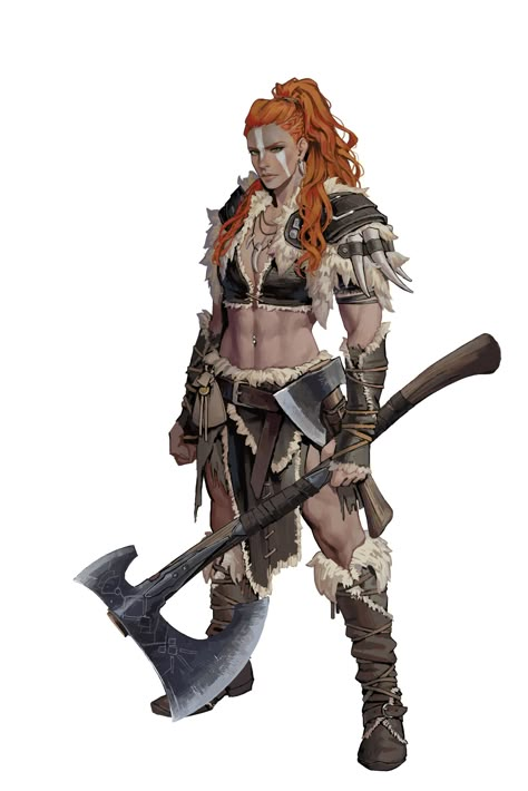 #art #illustration #conceptart #character #digitalart #barbarian #axe #redhead #redhair Barbarian Art, Barbarian Dnd, Physique Goals, Barbarian Woman, Viking Character, Heroic Fantasy, Dungeons And Dragons Characters, Fantasy Warrior, Arte Fantasy