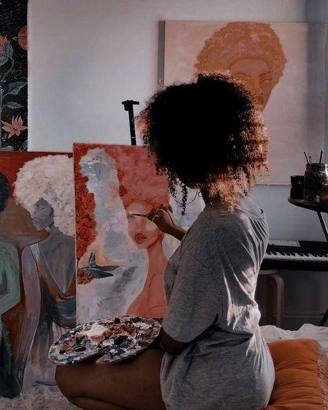 Vision Board Photos, Vision Board Inspiration, Black Femininity, Artist Aesthetic, Painting Of Girl, Black Love Art, Black Women Art, Black Is Beautiful, Black Aesthetic