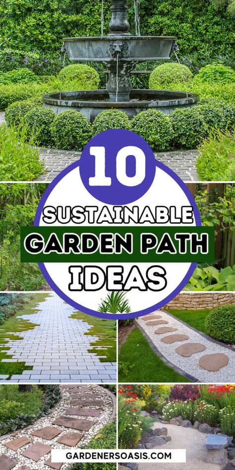 Garden Path Ideas: 10 Ways To Create A Beautiful Walkway | Backyard Landscaping Grass And Stone Walkway, Gravel Walkways Paths, Walkway With Stepping Stones, Gravel Garden Path, Garden Paths And Walkways, Diy Garden Path, Easy Backyard Landscaping, Privacy Landscaping Backyard, Garden Path Ideas