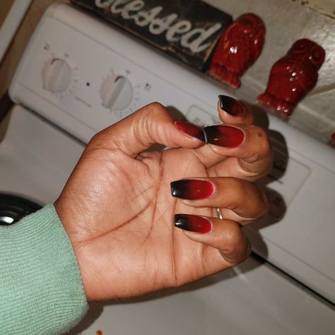 Red Nails With Black French Tip, Vampire Nails Aesthetic, Vamp Nails, Nails Red And Black, Red And Black Nails, Dark Era, Vampire Nails, Natural Acrylic, Natural Acrylic Nails