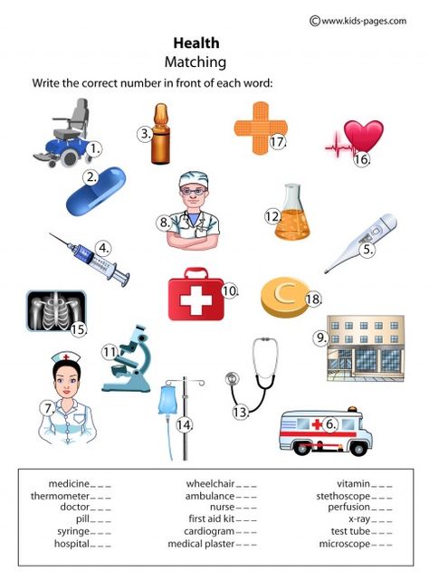 Health Matching worksheets http://www.kids-pages.com/folders/worksheets/Health/HealthMatching.pdf English Picture Dictionary, Esl Vocabulary, Toddler Worksheets, Matching Worksheets, Kids Pages, Vocabulary Practice, Medical Terms, Vocabulary Worksheets, Esl Teaching