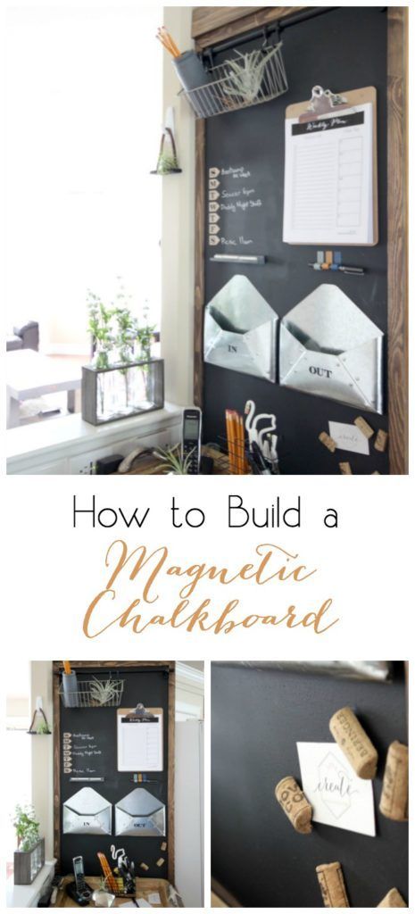 How to Build a Magnetic Chalkboard Magnetic Organizer, Kitchen Chalkboard, Command Centers, Family Command Center, Magnetic Chalkboard, Fridge Decor, Chalkboard Wall, Craft Decor, Command Center