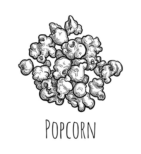 Handful of popcorn. Ink sketch isolated on white background. Hand drawn vector illustration. Retro style. Popcorn Sketch, Popcorn Drawing, Hand Drawn Vector Illustrations, Hand Drawn Vector, Ink Sketch, Retro Illustration, Ink Drawing, Popcorn, Retro Style