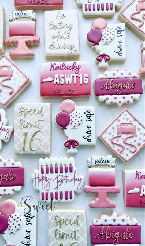 16th Birthday Cookies Girl, Sweet 16 Birthday Cookies Decorated, Sweet 16 Decorated Cookies, Sweet 16 Cookies Decorated, Sweet 16 Birthday Cookies, Sweet 16 Sugar Cookies, 16th Birthday Cookies, Sweet Sixteen Cookies, Cookie Pricing