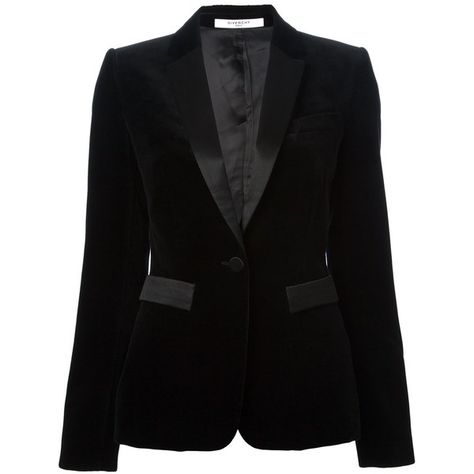 Givenchy velvet blazer (2,518 CAD) found on Polyvore Velvet Blazer Outfit, Black Coats, Givenchy Jacket, Blazers Black, Black Velvet Jacket, Straight Jacket, Lapel Jacket, Blazer Designs, Velvet Blazer