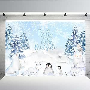 Outside Backdrop, Winter Baby Shower Backdrop, Urs Polar, Baby Shower Background, Outside Baby Showers, Polar Bear Christmas, Cake Table Decorations, Shower Backdrop, Outdoor Party Decorations