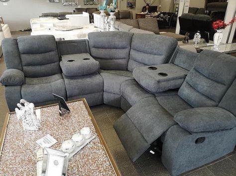 Our Stunning Sorrento Grey Soft Fabric Recliner Corner is now back in stock! Get your hands on this stunning sofa whilst you can 🤍 🏷 Only £899 Spread the cost over 48 months from £30 p/m 🔹 Cinema Style Cupholders 🔹 12 Months Free Warranty Included 🔹 Grey Chenille Fabric Matching 3/2 Seaters Available ✅ Shop Here - https://furnituredirectonline.co.uk/products/sorrento-recliner-sofa-double-corner-fabric-grey?_pos=1&_psq=Sorrento+corn&_ss=e&_v=1.0 Television Room, Cinema Seating, Media Room Seating, Basement Movie Room, Sofa Measurements, Living Room Board, Home Cinema Seating, Sofa Styles, Fabric Recliner