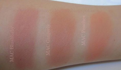 Mac Eye Shadow in Sketch. This color really brings out brown eyes for a glamorous glow. Mac Gingerly Blush, Mac Peaches Blush, Mac Blushbaby, Mac Makeup Foundation, Blush Swatches, Mac Makeup Looks, Best Mac Makeup, Slay Makeup, Blush Collection