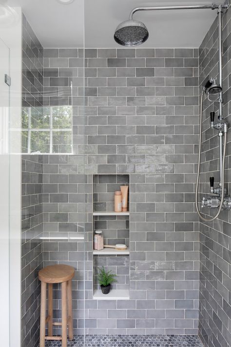 Shades of Grey — Platt Builders Gray Shower Tile, Subway Tile Showers, Grey Subway Tiles, Full Bathroom Remodel, Ann Sacks, Master Shower, Master Bath Remodel, Bathroom Shower Tile, Bathroom Remodel Shower