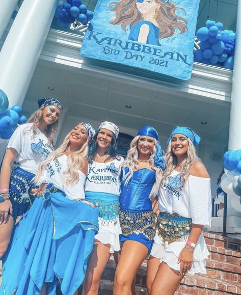 Creative Bid Day Themes, Under The Sea Bid Day Theme, Mermaid Bid Day Theme, Sorority Work Week, Spring Recruitment, Sorority Themes, Recruitment Themes, Tri Delta, Bid Day Themes