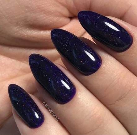 Dark Blue Galaxy Almomd Acrylic Nails. Dark Blue Nails, Trends Nails, Her Nails, Super Nails, Sparkle Nails, Black Nail, Dark Nails, Nagel Inspo, Nails 2024