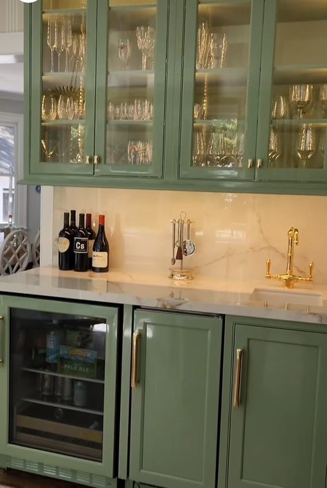 Sage Green Wet Bar, Green Wet Bar, Basement Wet Bar, Grandfather Mountain, Green Bar, Games Room, Room Renovation, Coffee Station, Mountain House