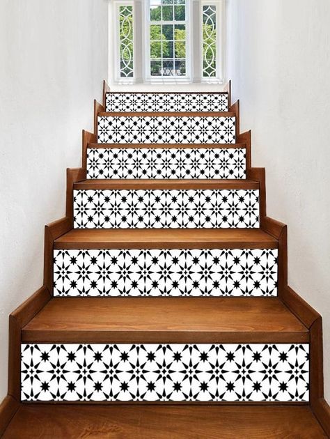 Stairs Porch, Tiled Stairs, Staircase Decals, Diy Tile Backsplash, Column Decoration, Tile Backsplash Bathroom, Stair Decals, Stair Riser Decals, Stair Stickers