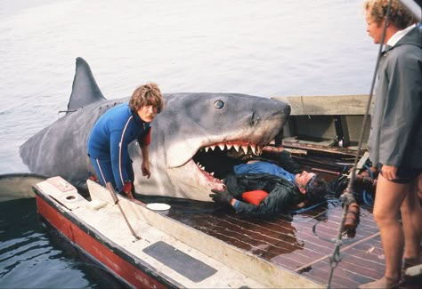 Jaws has a snack Bruce The Shark, Jaws Film, Jaws 3, Shark Movies, Jaws 1975, Shark Week Party, Jaws 2, Robert Shaw, Shark Photos