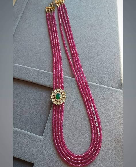 Ruby Beads Necklace Designs Indian, Ruby Mala Jewellery Designs, Ruby Beads Necklace Designs, Ruby Chandbalis With Intricate Design In Temple Jewelry Style, Double Layer Kasu Mala, Ruby Beads Mala With Pendant, Fashion Jewelry Necklaces Gold, Ruby Jewelry Necklaces, Gold Jewels Design