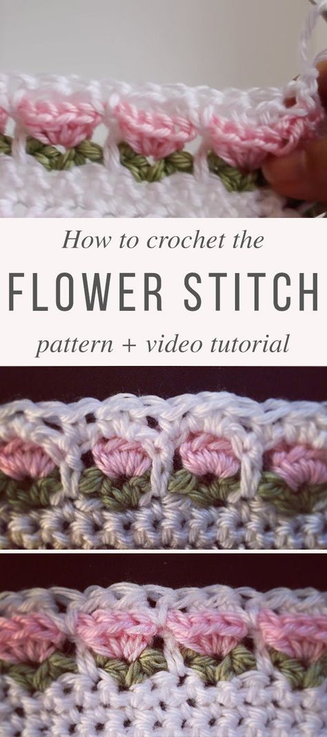 Crochet Flower Stitch, Flower Stitch, Beau Crochet, Confection Au Crochet, Crochet Edging Patterns, Booties Crochet, Crochet Simple, Haken Baby, Stitch Crochet