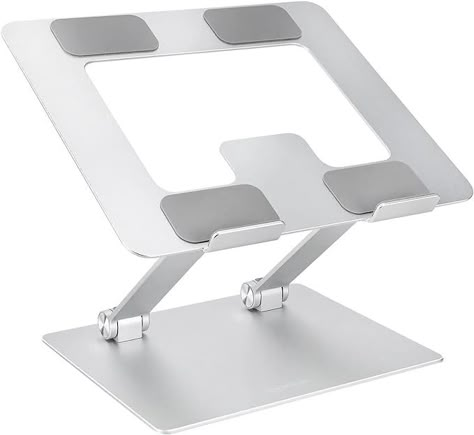 Amazon.com: Amazon Basics - Laptop Stand for Desk, Portable and Adjustable Laptop Riser, Holds All Laptops and Notebook up to 17.3 Inch, Silver : Electronics Laptop Stand For Desk, Computer Stand For Desk, Laptop Riser, Computer Stand, Surface Laptop, Amazon Basics, Dell Xps, Adjustable Height Desk, Laptop Stand