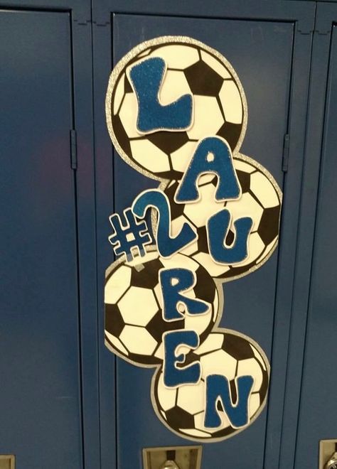 Soccer locker sign Senior Locker Decorations Ideas Soccer, Soccer Locker Decorations High Schools, Soccer Locker Posters, Game Day Locker Decorations, Posters For Soccer Games Diy, Soccer Door Decorations, Soccer Locker Signs, Locker Decorations For Sports Soccer, Soccer Locker Signs High Schools