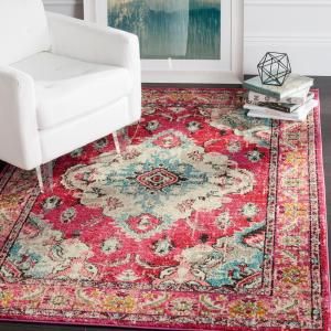 Safavieh Monaco Pink/Multi 5 ft. 1 in. x 7 ft. 7 in. Area Rug MNC243D-5 at The Home Depot - Mobile Gray Rugs, Boho Chique, Vintage Medallion, Contemporary Bedroom Decor, Medallion Rug, Pink Area Rug, Red Turquoise, Classic Rugs, Easy Home Decor