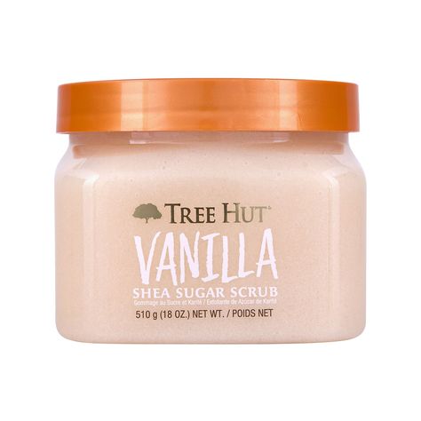 Exfoliating body scrub removes dull, dry skin to reveal glowing, soft, smooth skin.    Size: 18 oz Tree Hut Vanilla, Shea Sugar Scrub, Exfoliating Body Scrub, Sugar Body, Sugar Body Scrub, Glowing Makeup, Tree Hut, Evening Primrose, Vanilla Sugar