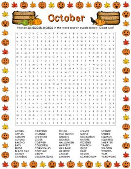 October Word Search, Halloween Worksheets Preschool, Preschool Artwork, Fall Word Search, Halloween Party Activities, Halloween Word Search, Nursing Home Activities, October Activities, 6th Grade Reading