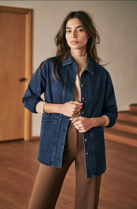 Sezane Will Jacket Sezane Will Jacket, Jean Fashion, Front Teeth, Fashion Mode, Looks Style, Utility Jacket, Work Fashion, Scandinavian Style, Parisian Style