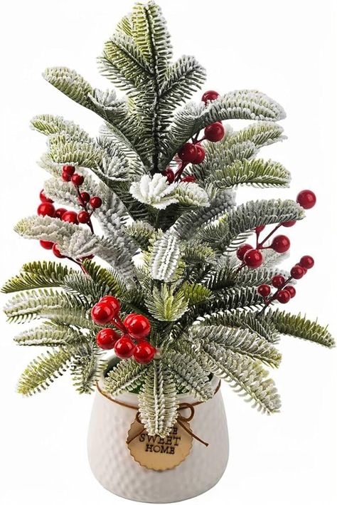 Amazon.com: Tabletop Christmas Tree Small White Christmas Tree Christmas Indoor Decorations with Holiday Ornaments Red Berry Pine Cone Greenery for Home Office Xmas Decor (White) : Home & Kitchen Kitchen Island Holiday Centerpiece, Simple Christmas Decor Table, Holiday Arrangements Christmas, Christmas Decor Entertainment Center, Sleigh Centerpiece Christmas, Christmas Tree Centerpieces For Table, Kitchen Island Christmas Centerpiece, Entry Way Table Christmas Decor, Rustic Christmas Centerpieces For Table