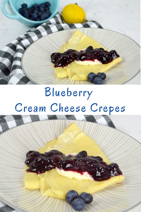 Blueberry Cream Cheese Crepes, Blueberry Crepes Filling, Cream Cheese Crepe Filling, Cream Cheese Crepes, Crepes Sweet, Crepes Recipe Breakfast, Crepe Filling, Blueberry Crepes, Blintzes Recipe