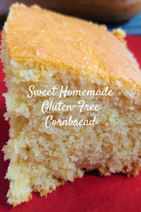 Piece of cornbread on a plate Gluten Free Cornbread Recipe, Fluffy Cornbread, Cornbread Recipes, Gluten Free Cornbread, Sweet Cornbread, Cornbread Recipe, Gluten Free Flour Blend, Gf Bread, Free Friends