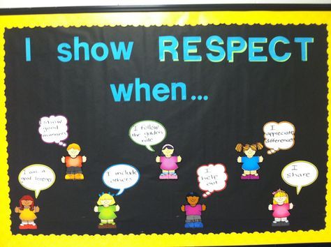 Character education bulletin board--respect. Would be cute to use pictures of actual students. Respect Bulletin Boards, Character Education Bulletin Boards, Respect Activities, Counselor Bulletin Boards, Counseling Bulletin Boards, Show Respect, Daily Five, Values Education, Bulletin Board Ideas