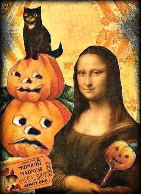 Monday Lisa, Mona Lisa Parody, Mona Lisa Smile, American Gothic, Art Parody, Father And Son, Halloween Funny, Famous People, Mona Lisa