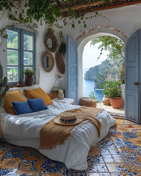 My Homely Decor | Dream home in Sicily ✨🌿💙 Would you live here? Designed by @my_homely_decor - #DreamHome #Sicily #LuxuryLiving #italy #HomeDesign… | Instagram Portugal Design Interiors, Sicilian Style Home, Greek Homes Interiors, Amalfi Coast Interior Design, Sicilian House Interior, Greek House Decor, Greek Island Interior Design, Greek Home Design, Sicilian Interior Design